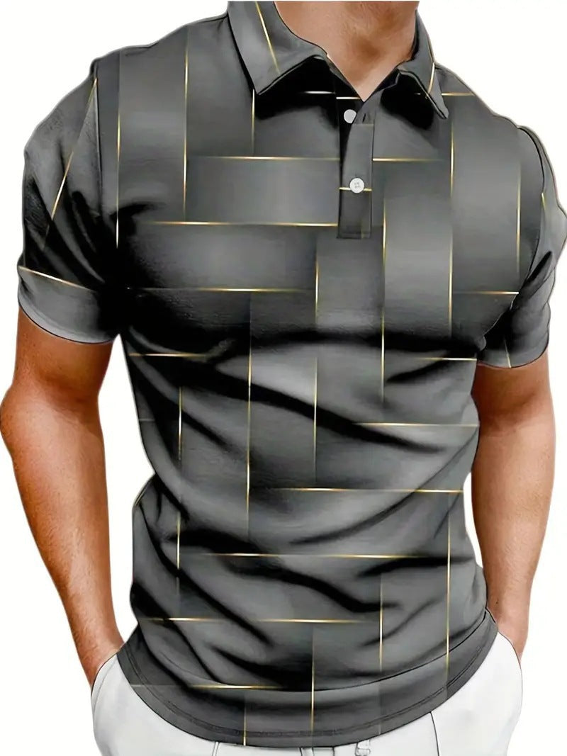 Printed buttoned short-sleeved shirt