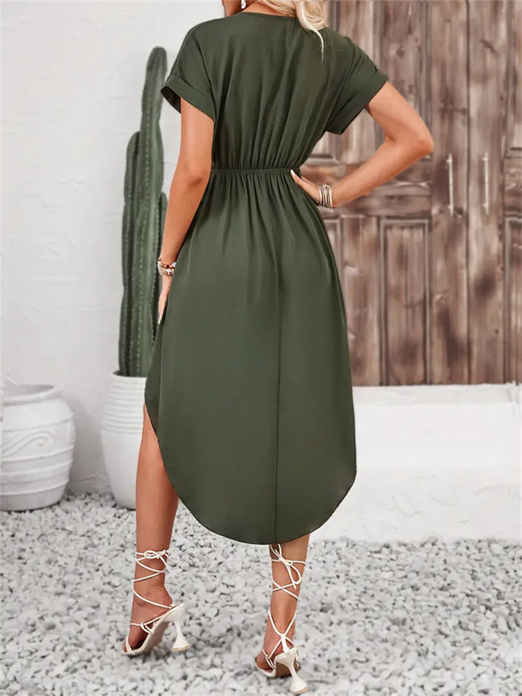 Wrap Bow Tie Short Dress