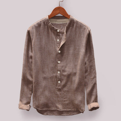 Mens Long Sleeve Stand Collar Shirt