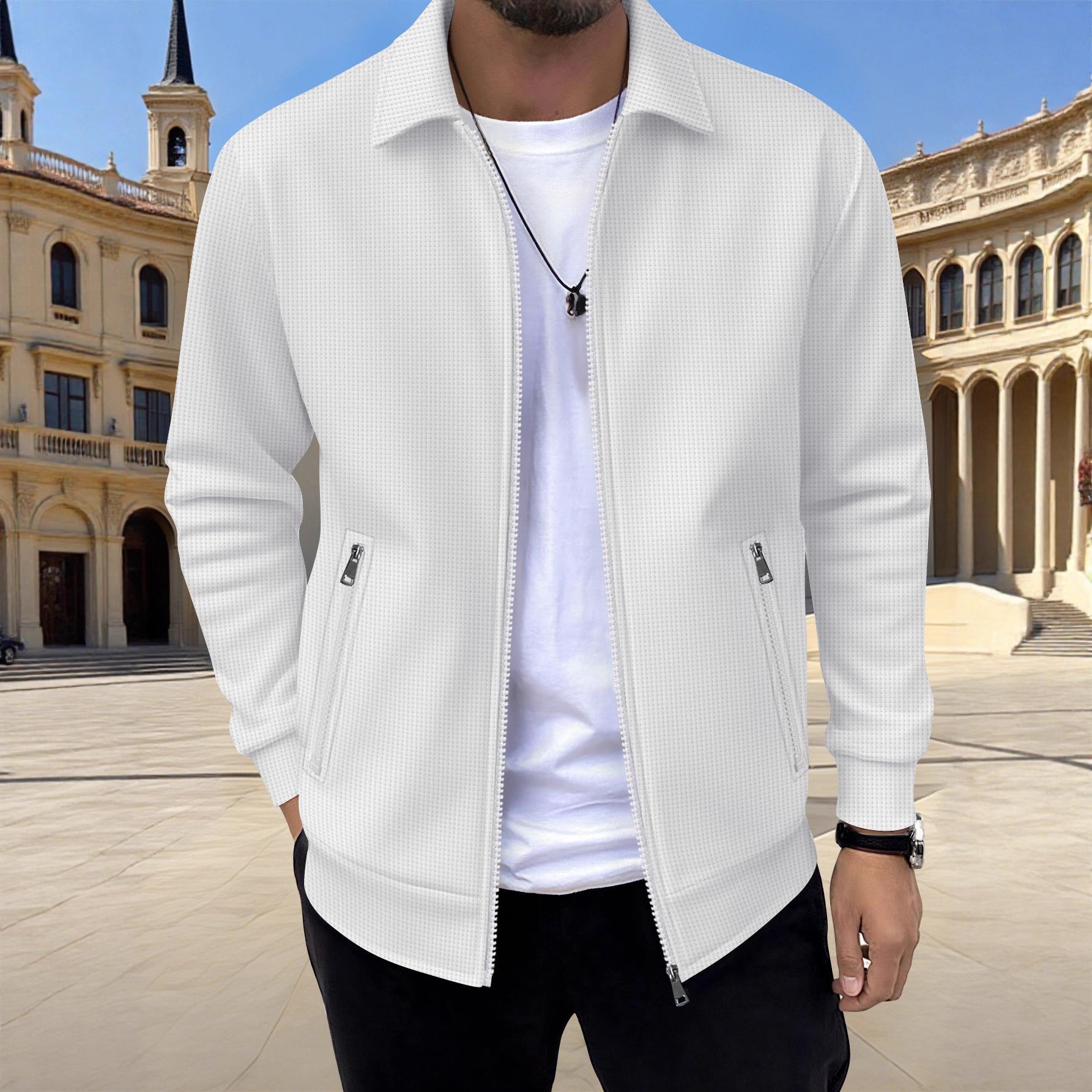 Mens Casual Zippered Jacket