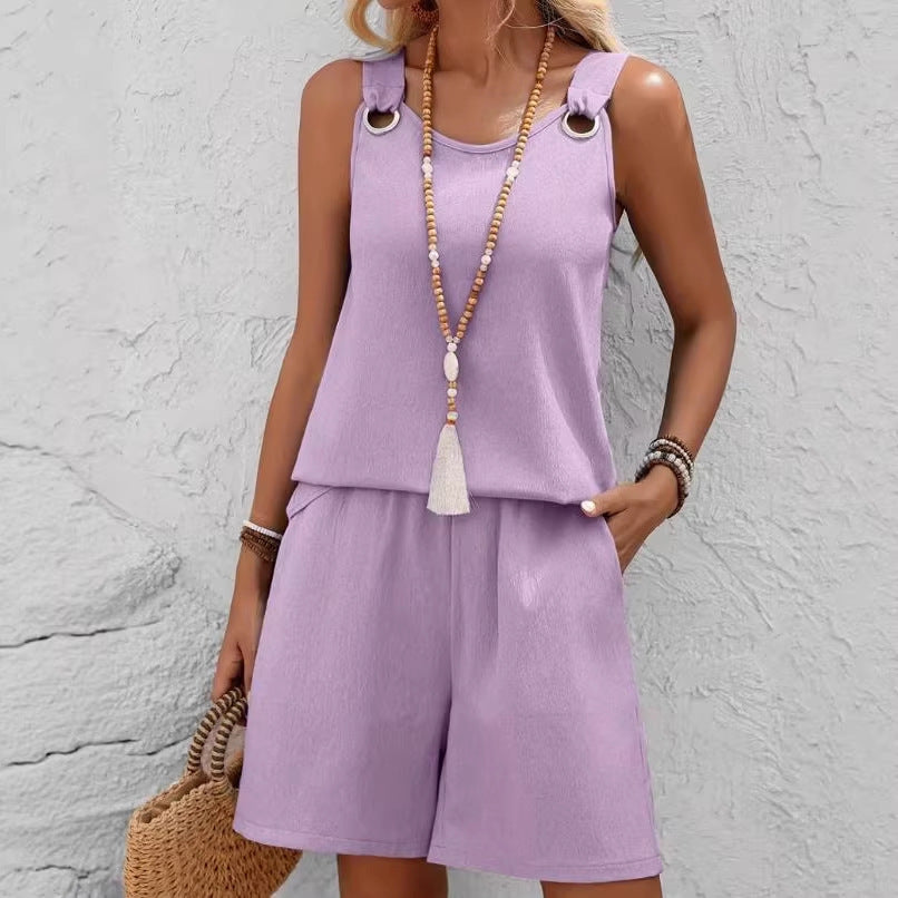 Elegant Sleeveless Top and Shorts Set