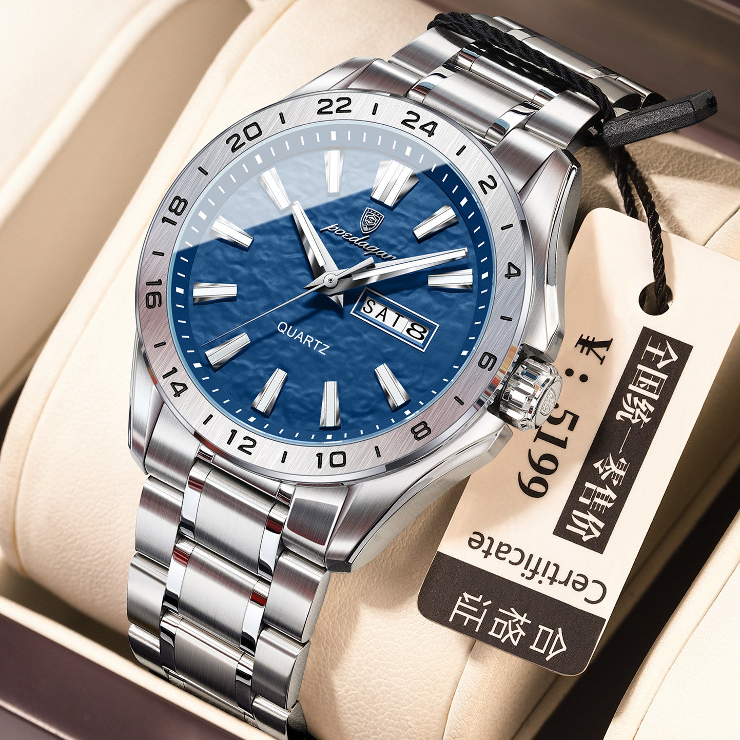Men's Waterproof Quartz Watch with Dual Calendar