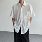 Retro-style hollowed-out short-sleeved shirt