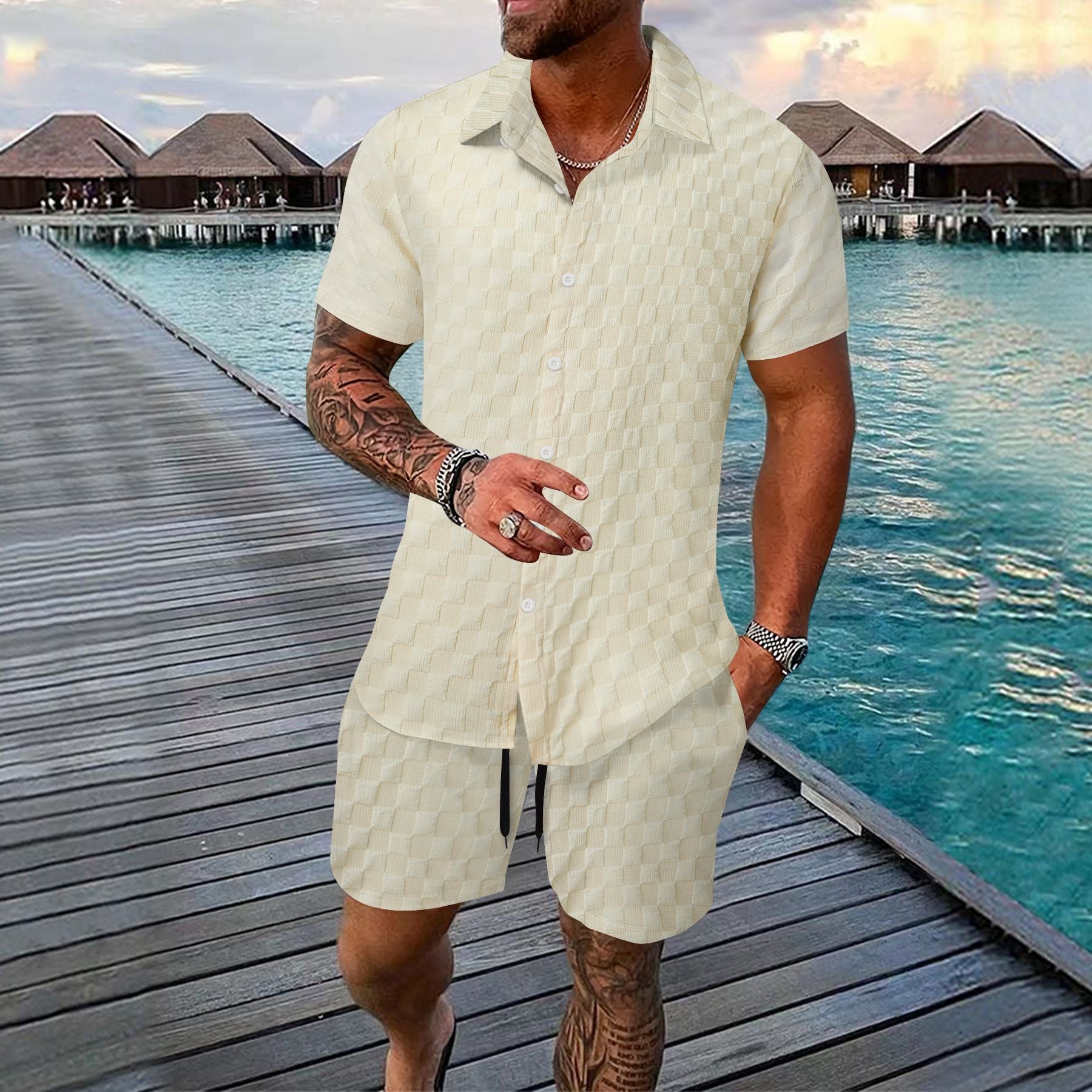Men's Casual Summer Shirt and Shorts Set