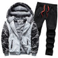 Men's thickened fleece-lined hoodie set