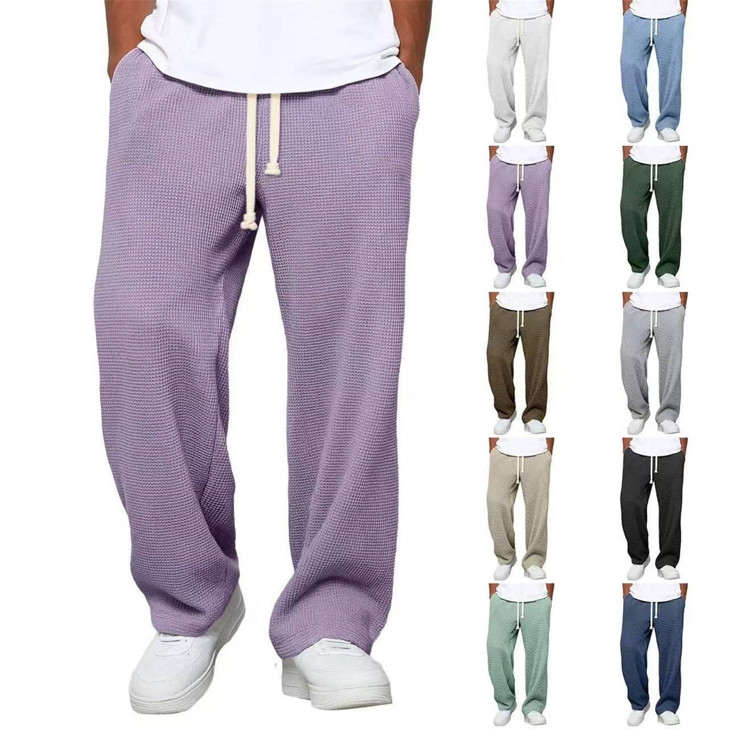 Mens Waffle Texture Casual Sport Pants