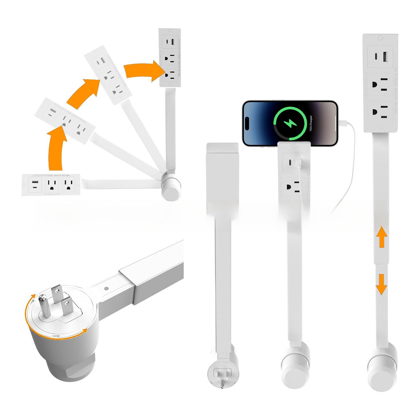 Electrical Outlet Extender for Sofa and Bedside
