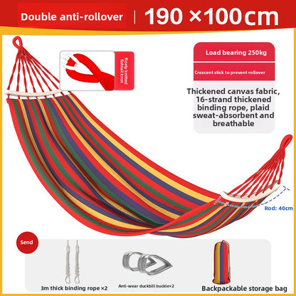 Thickened Nylon Outdoor Hammock Anti-Rollover Striped Swing Bed