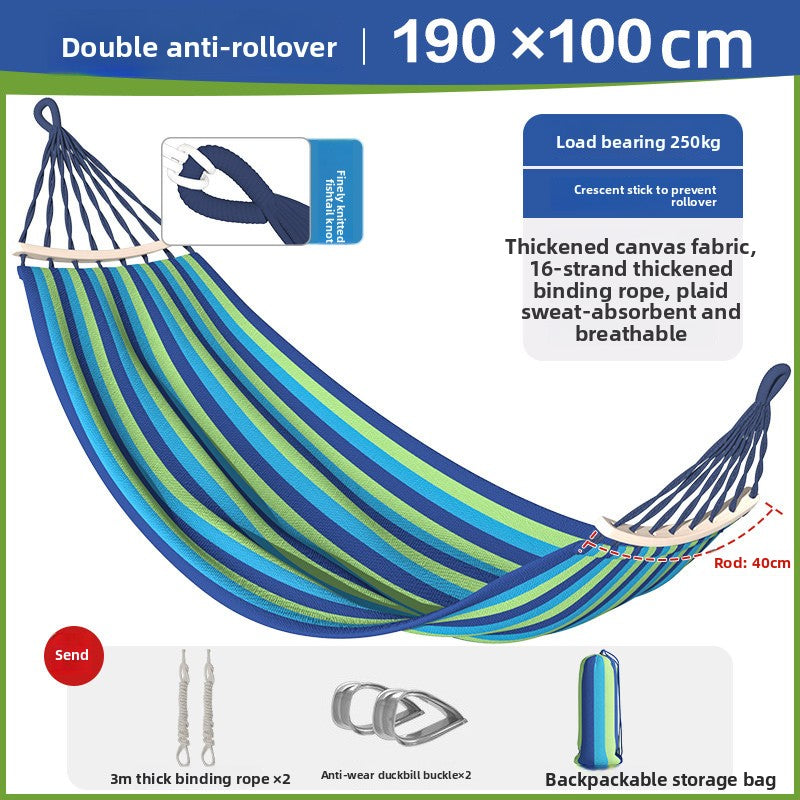 Thickened Nylon Outdoor Hammock Anti-Rollover Striped Swing Bed
