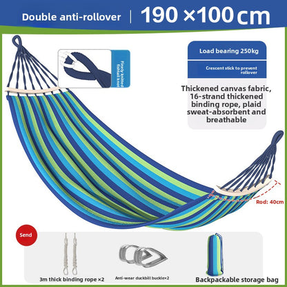 Thickened Nylon Outdoor Hammock Anti-Rollover Striped Swing Bed