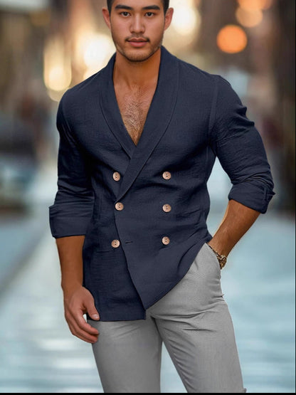 Men's Linen Blend Dress Shirt