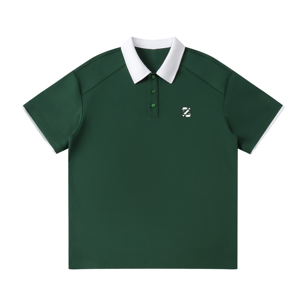 Z Contrast Collar Raglan Polo Shirt
