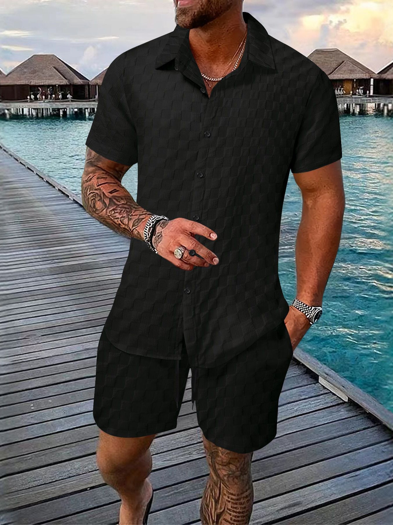 Men's Casual Summer Shirt and Shorts Set