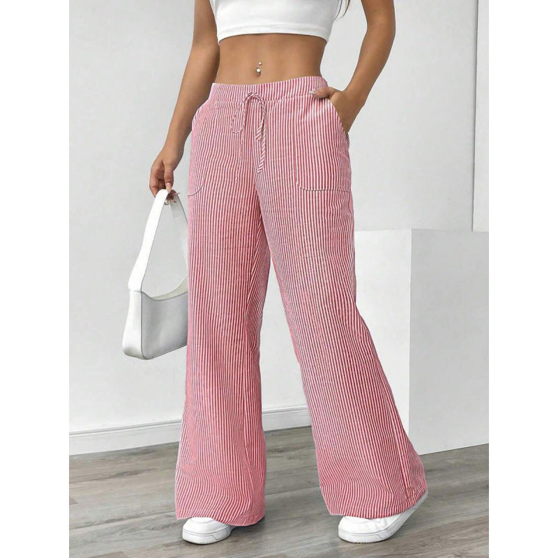 Striped Wide Leg Casual Pants