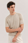 Men's Summer Cotton Linen Blend Short Sleeve Knit T-Shirt