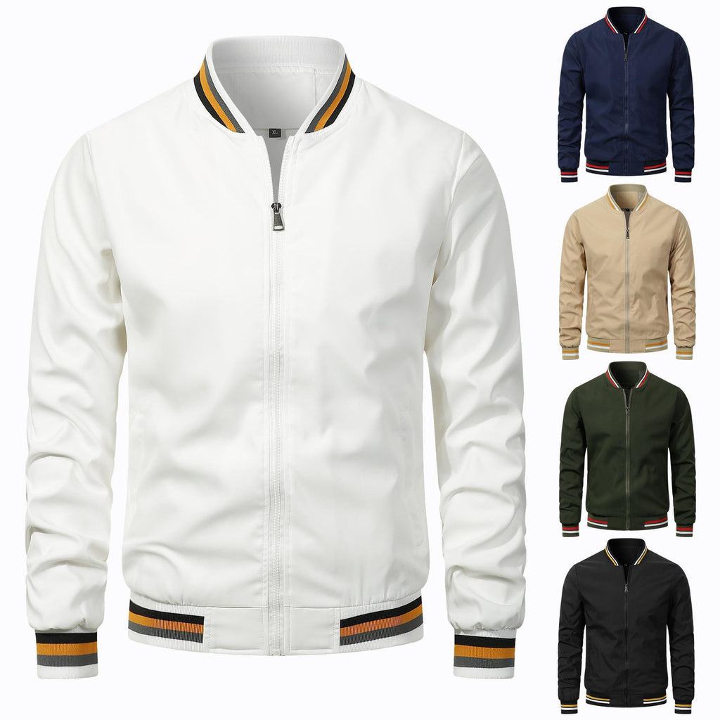 Mens Casual Stand Collar Zipper Jacket