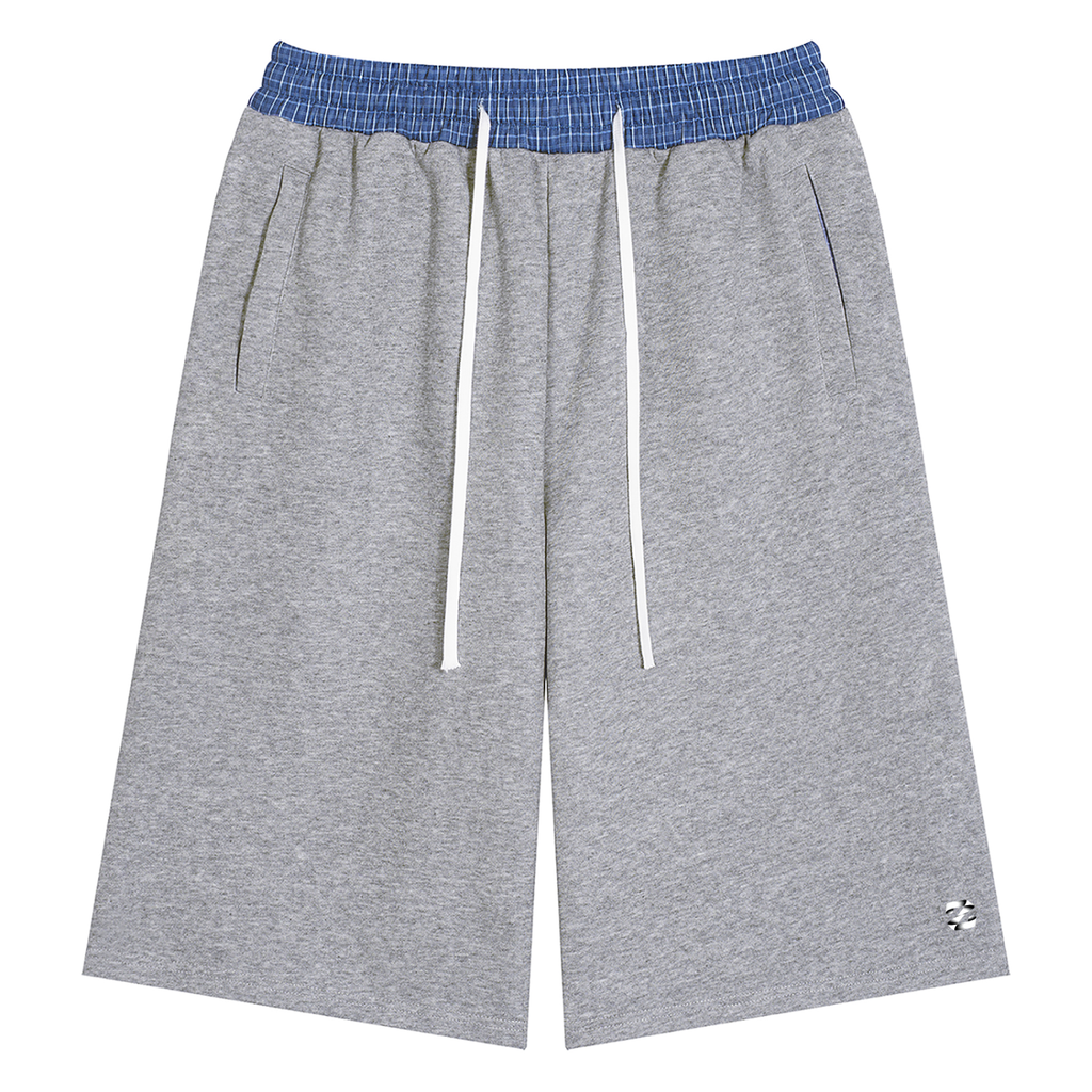 Unisex Plaid Waistband Shorts