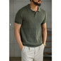 Mens Tencel Linen Knitted Polo Shirt