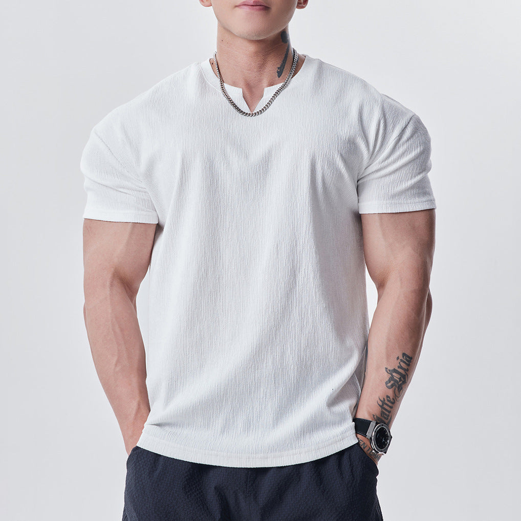 High-Quality Texture Cuff Sleeve T-Shirt for Men
