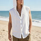 Men's Linen Hooded Vest Sleeveless Casual
