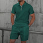 Waffle Fabric Men's Short Sleeve Polo Suit
