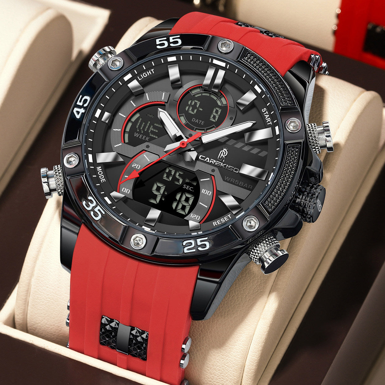 Men's Luminous Dual Display Waterproof Watch