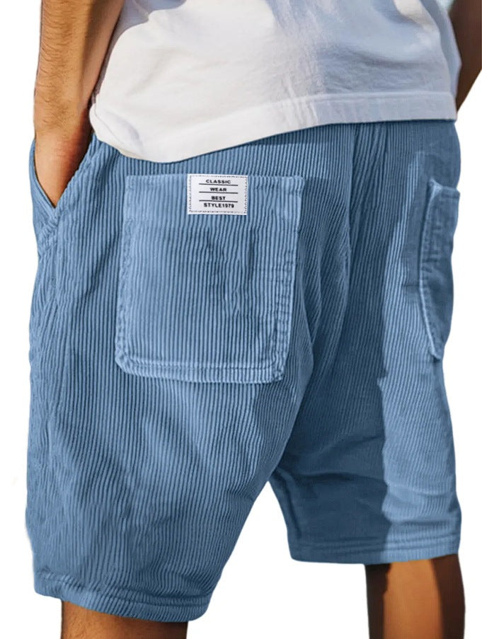 Mens Vintage Corduroy Shorts with Multiple Pockets
