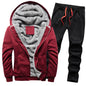 Men's thickened fleece-lined hoodie set