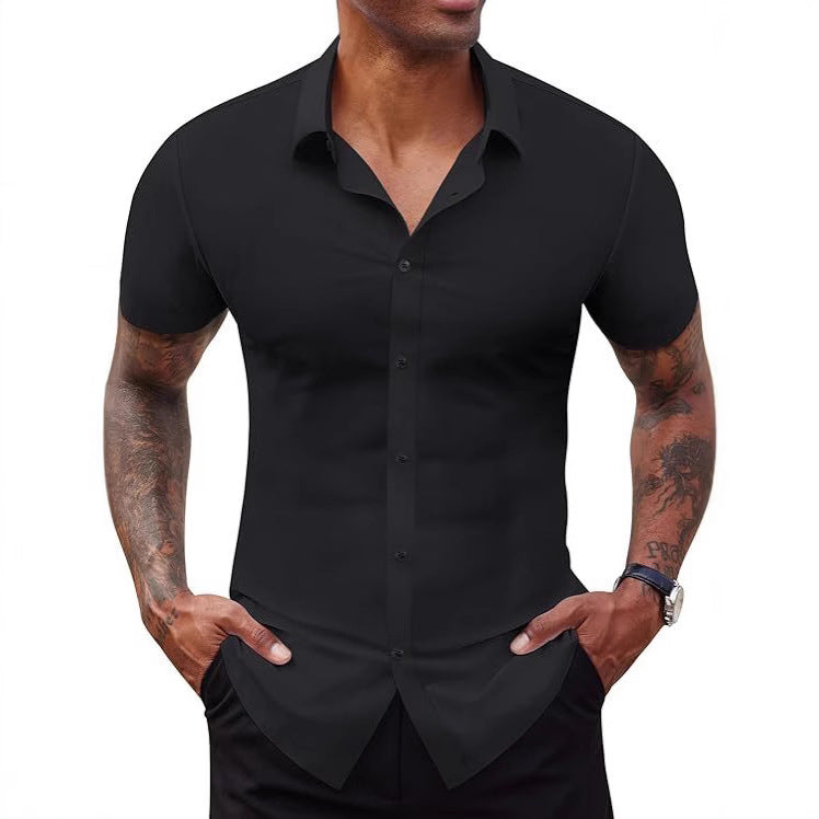 High Elasticity Seamless No-Iron Ice Silk Shirt