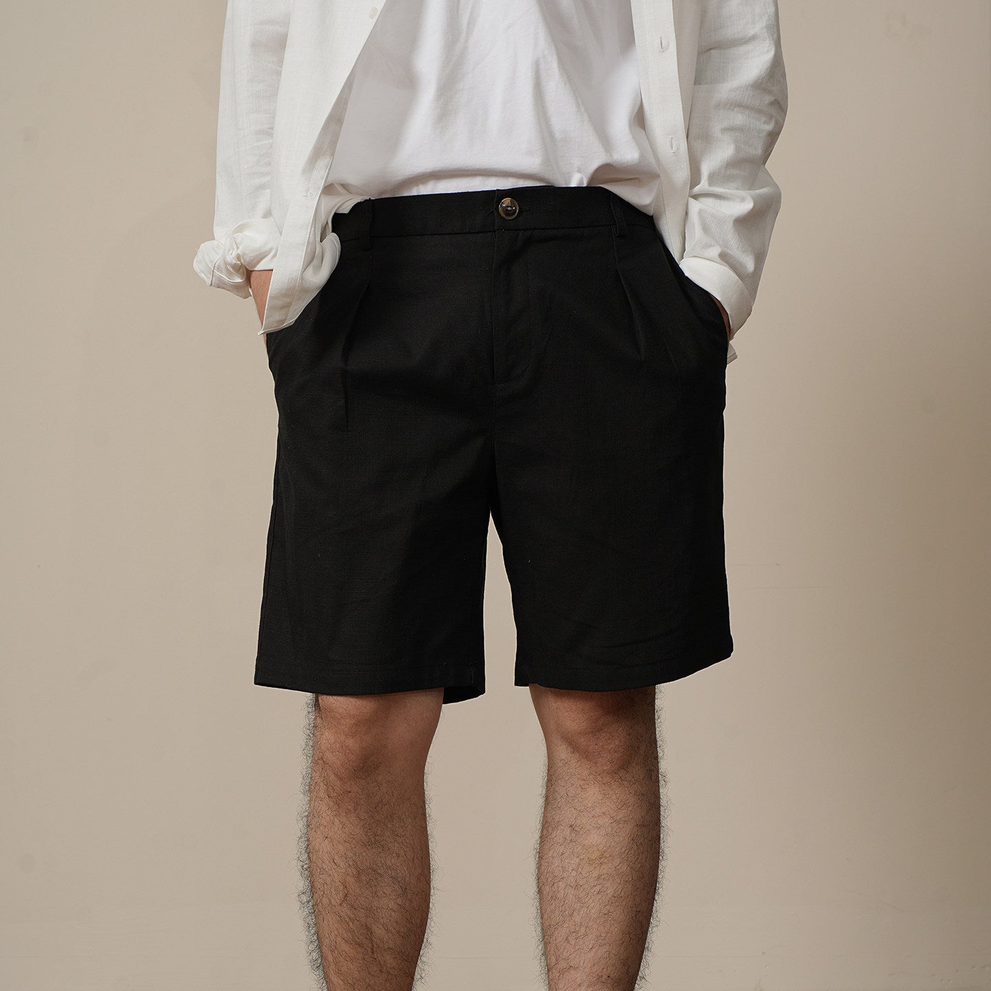 Mens Straight-Leg Linen Blend Shorts