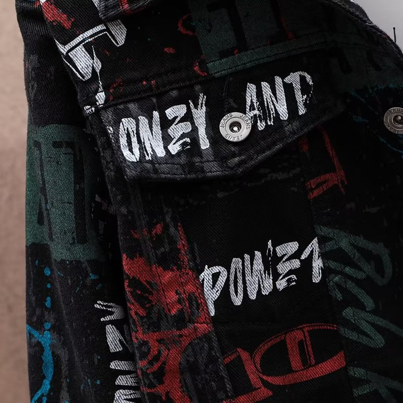 Mens Printed Corduroy Hooded Jacket