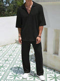 Men's Short Sleeve Shirt and Trousers Casual Set