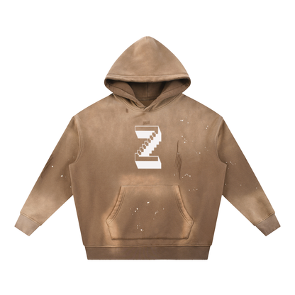Vintage Washed Frayed Fleece Hoodie