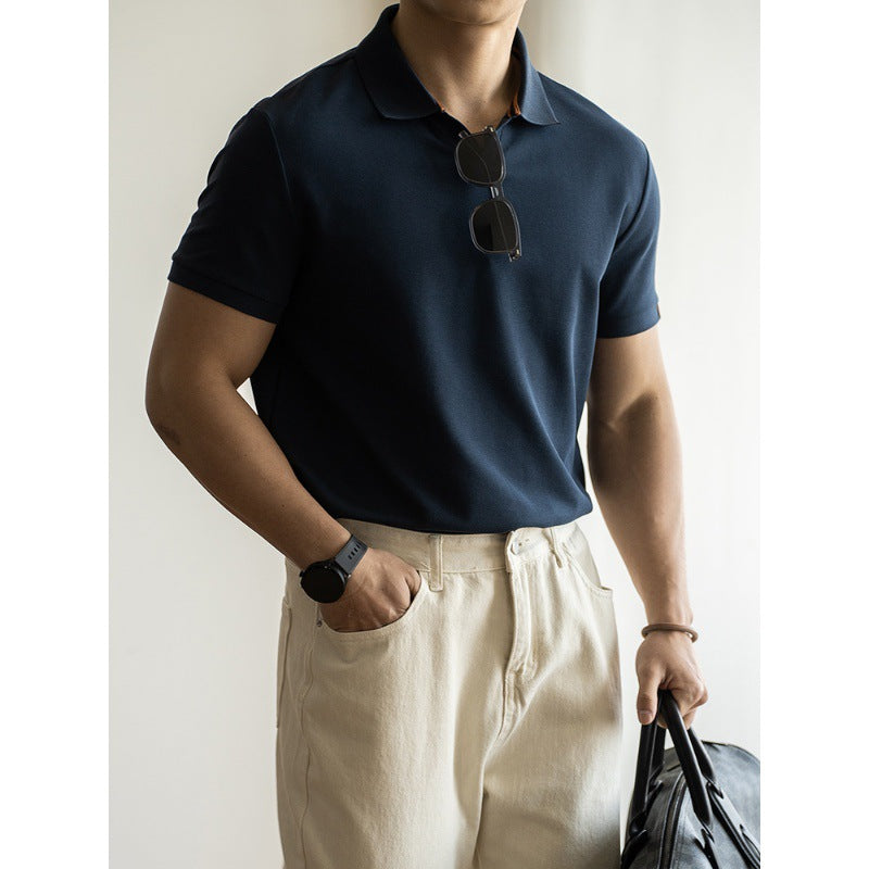 Casual small V-neck polo shirt