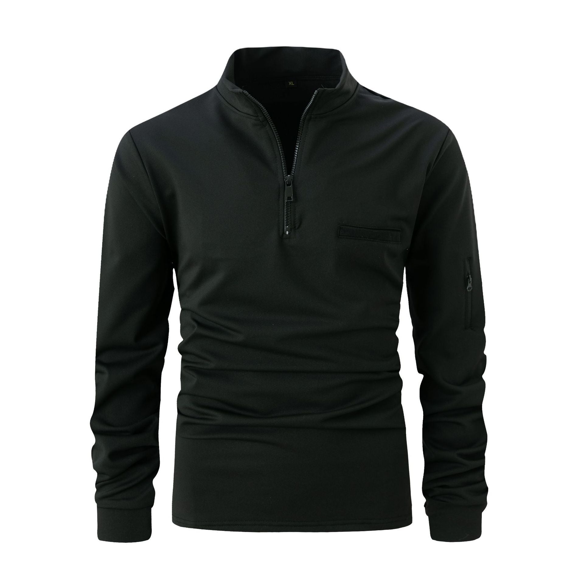 Mens Long Sleeve Zipper Detail Polo Shirt