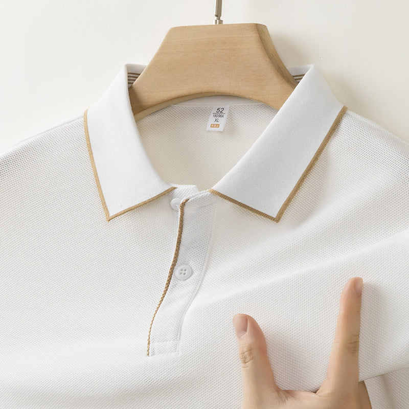 Mens Solid Color Lapel Polo Shirt
