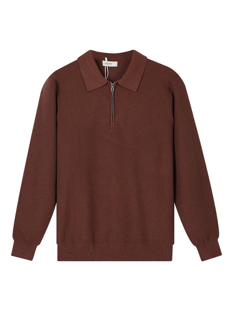 Mens Long Sleeve Knitted Polo Shirt