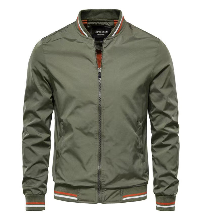 Mens Casual Stand Collar Zipper Jacket