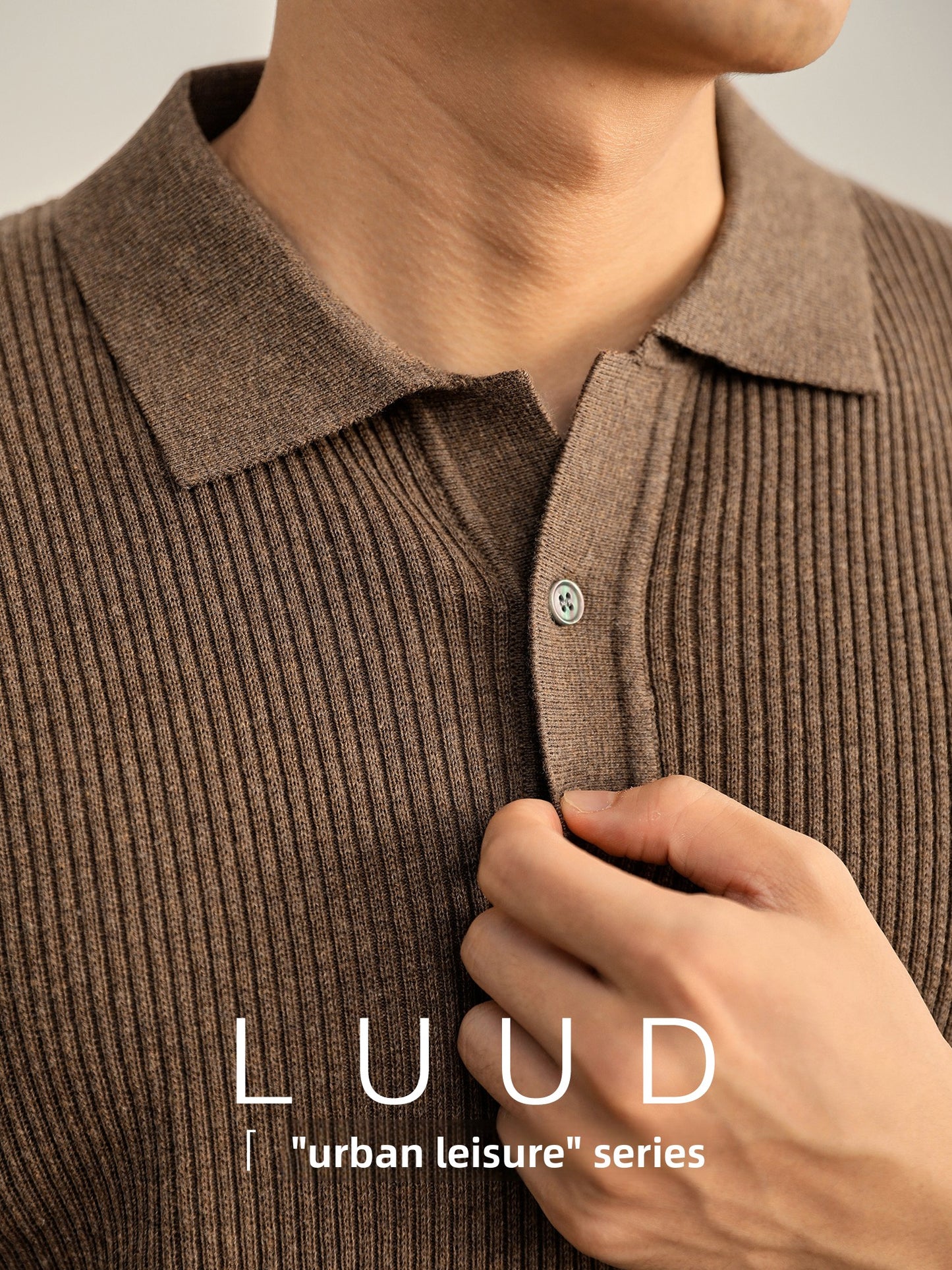 Ribbed Knit Polo Shirt