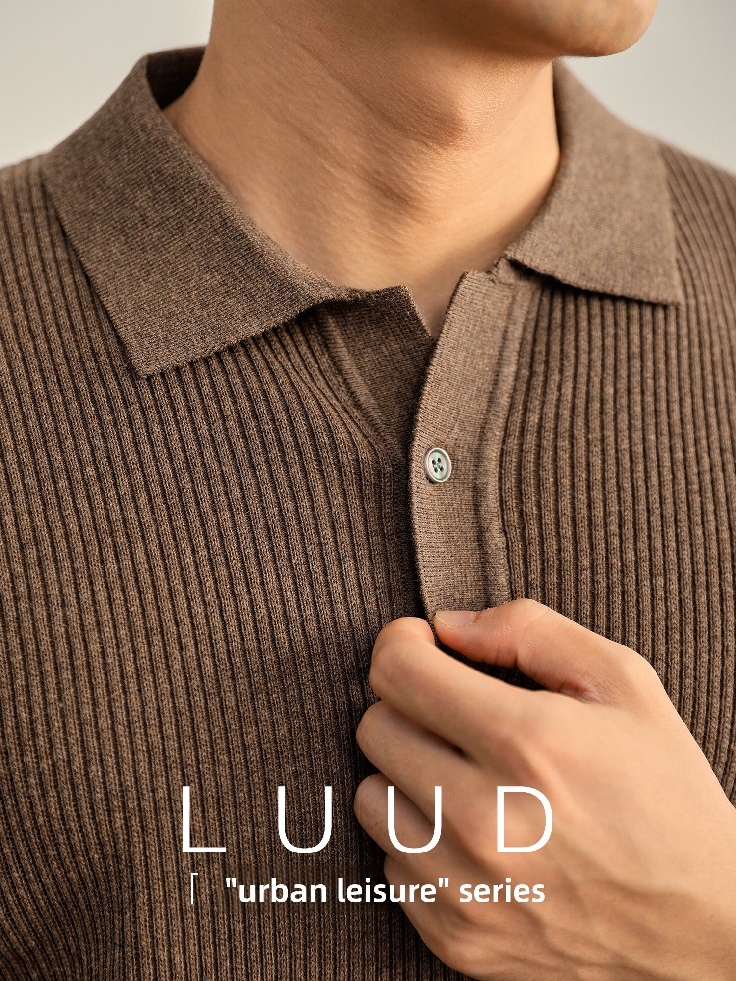 Ribbed Knit Polo Shirt