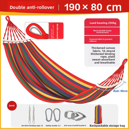 Thickened Nylon Outdoor Hammock Anti-Rollover Striped Swing Bed