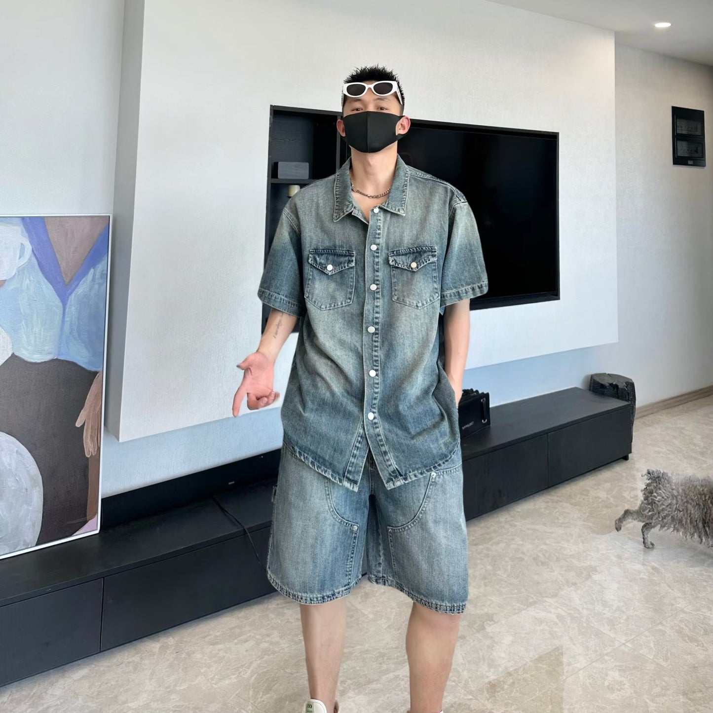 men denim suit