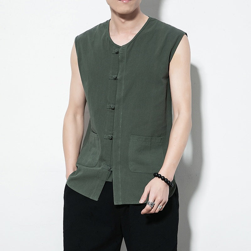 Chinese Style Cotton Linen Sleeveless Vest