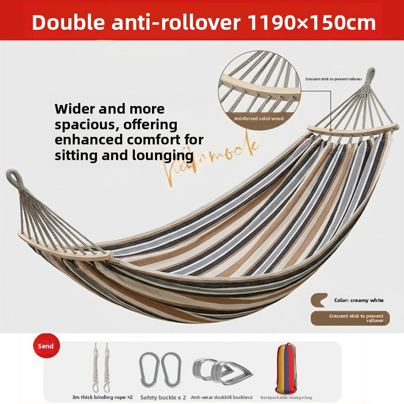 Thickened Nylon Outdoor Hammock Anti-Rollover Striped Swing Bed