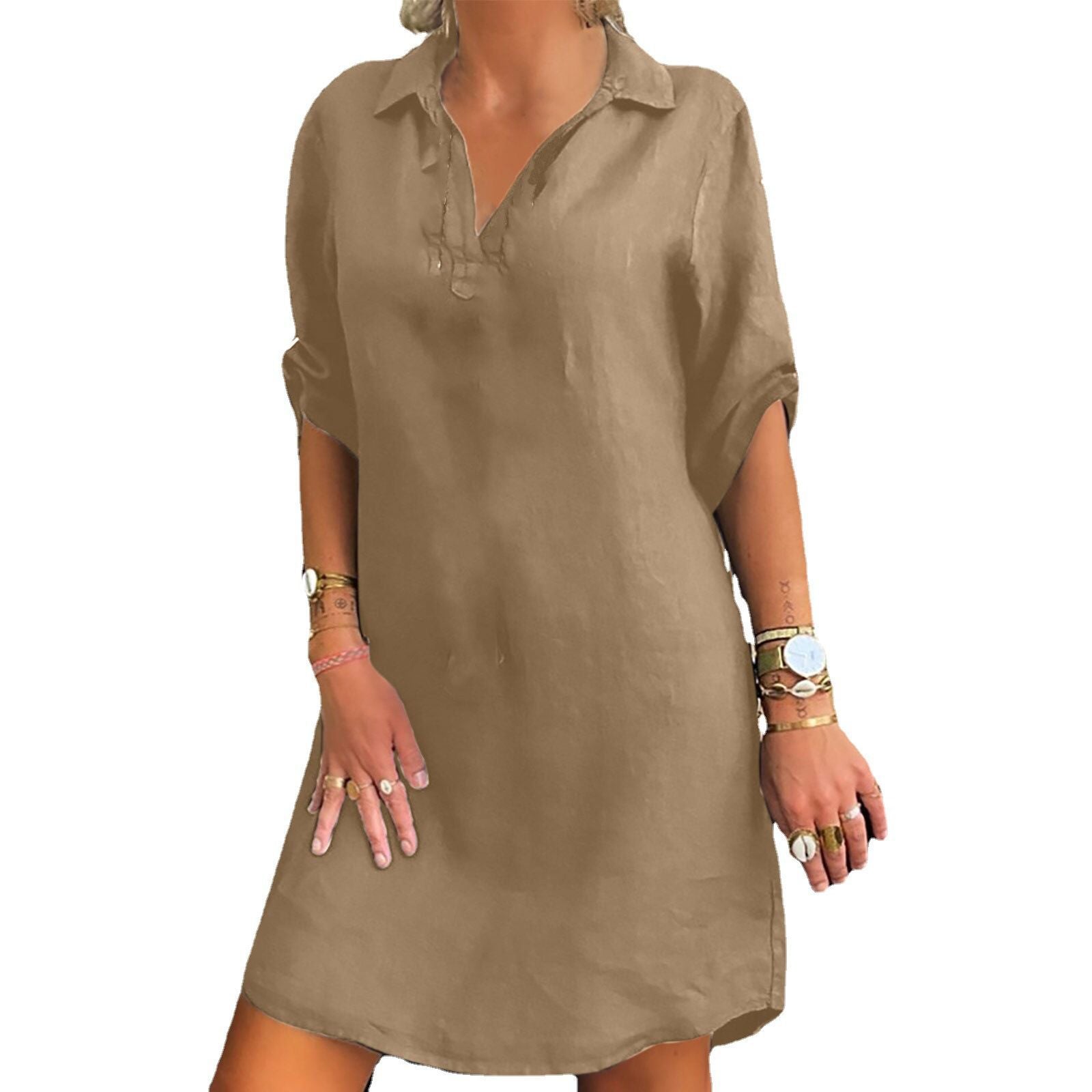 Nordic Style Rayon Shirt Dress