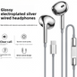 Electroplated Silver Glossy Wired Headphones