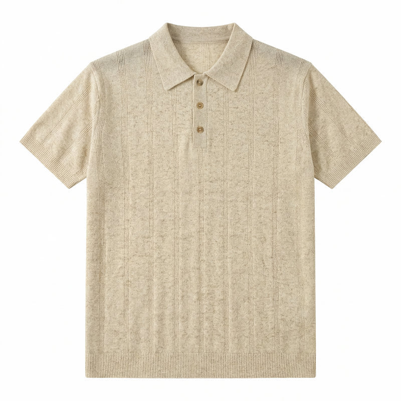 16-Gauge Tencel Linen Knitted Polo Shirt for Men Summer Thin Breathable Old Money Style