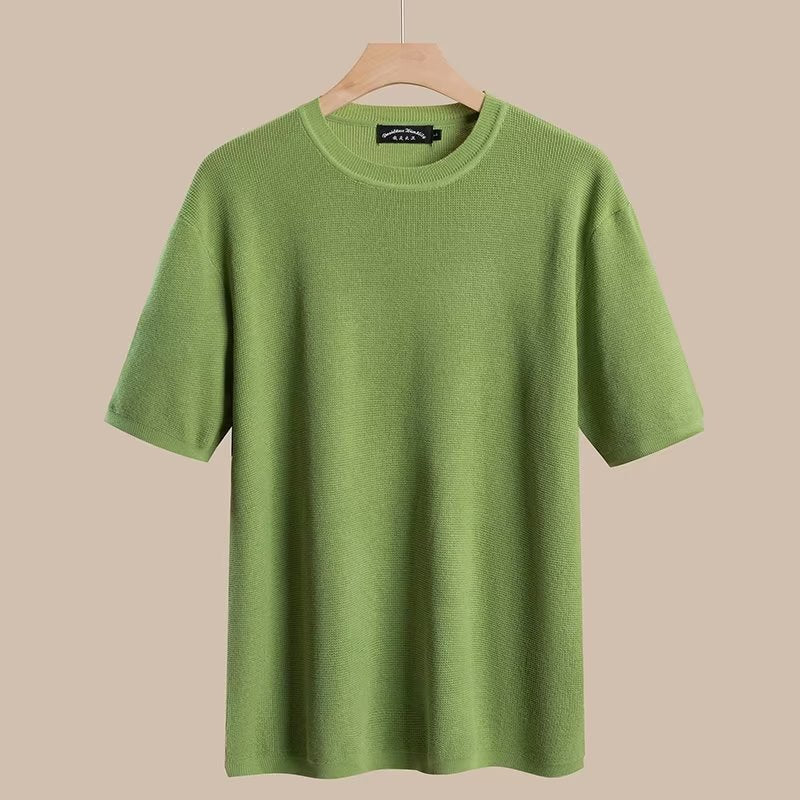 Short-sleeved knitted sweater