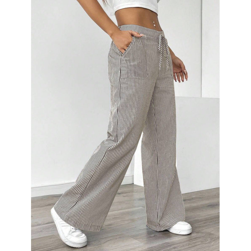 Striped Wide Leg Casual Pants