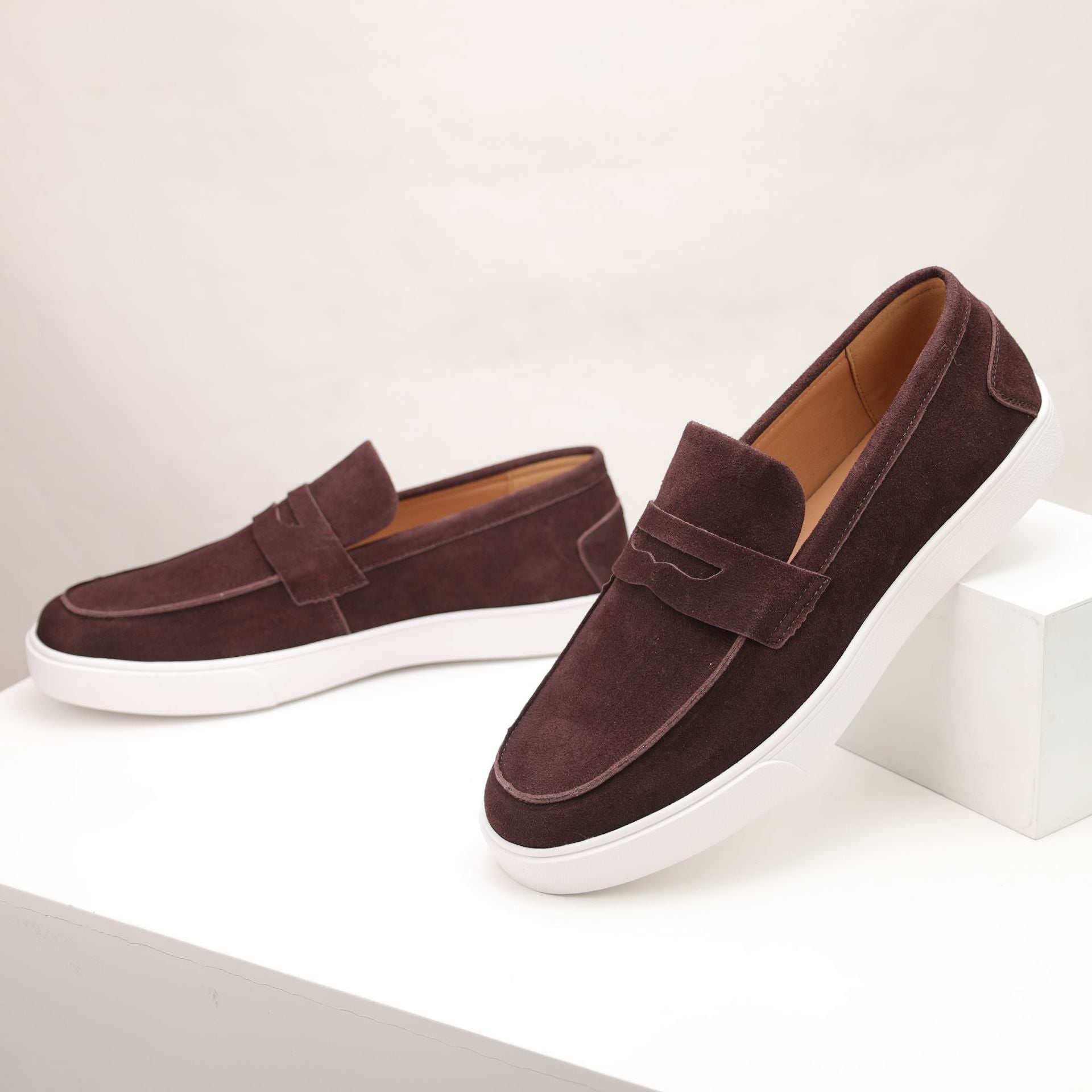 Mens Genuine Leather Slip-On Loafers Breathable Casual Shoes